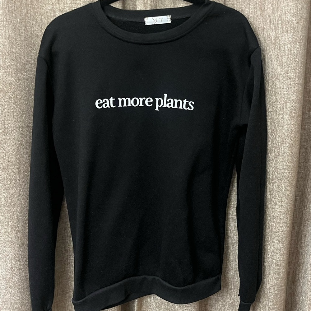 MT Black Sweatshirt “ Eat More Plants”